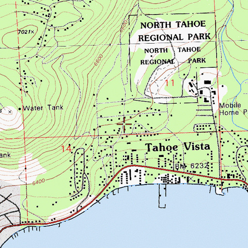 Topographic Map of Tahoe Estates, CA