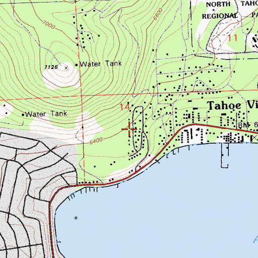 Topographic Map of Tahoe Marina Estates, CA