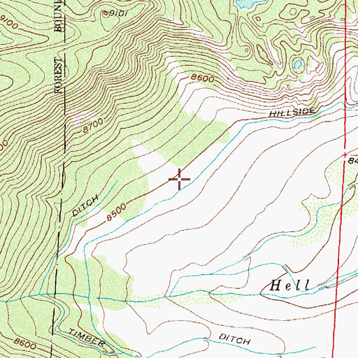 Topographic Map of Hillside Ditch, CO