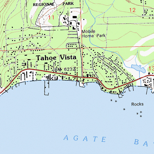 Topographic Map of Tahoe Vista Post Office, CA