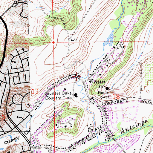 Topographic Map of Clover Valley Park, CA