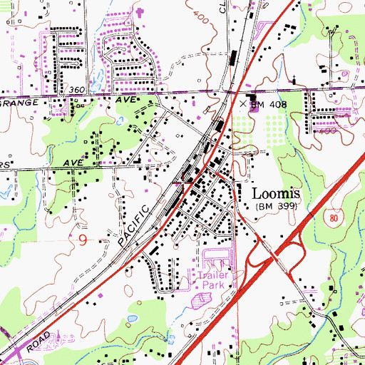 Topographic Map of Loomis Post Office, CA