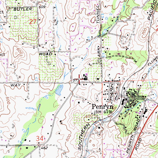 Topographic Map of Penryn Elementary School, CA