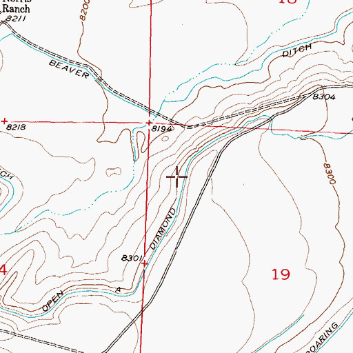 Topographic Map of Open A Diamond Ditch, CO