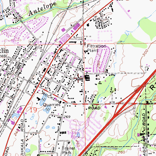 Topographic Map of Rocklin Elementary School, CA