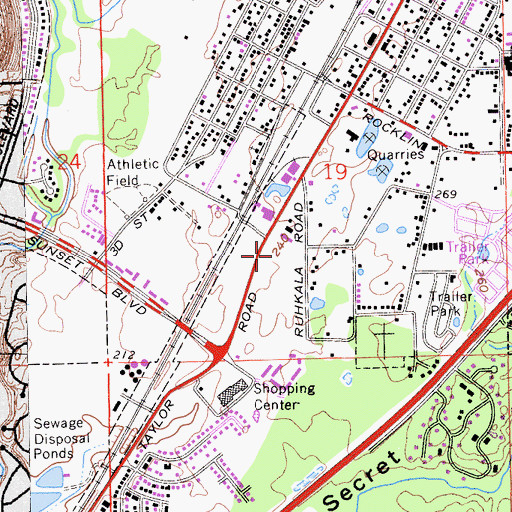Topographic Map of Rocklin Post Office, CA
