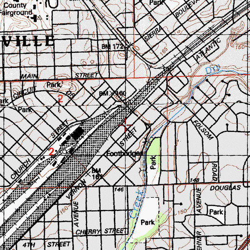 Topographic Map of Roseville City Hall, CA