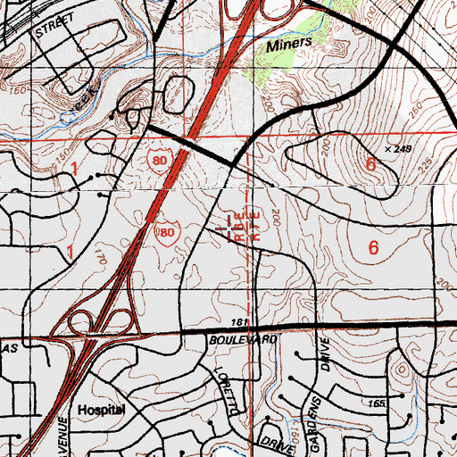 Topographic Map of Roseville Post Office, CA