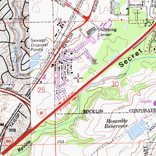 Topographic Map of Woodside Park, CA