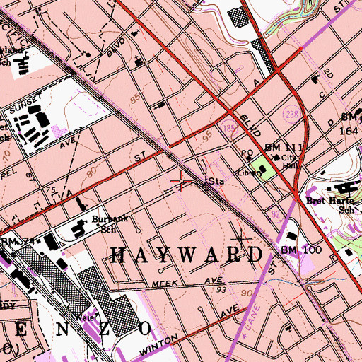 Topographic Map of Meek Station (historical), CA