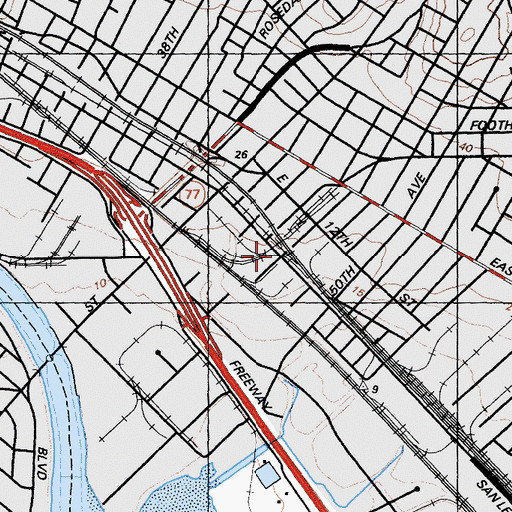 Topographic Map of Melrose Station (historical), CA