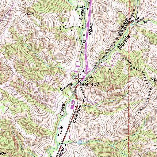 Topographic Map of Norris Canyon, CA