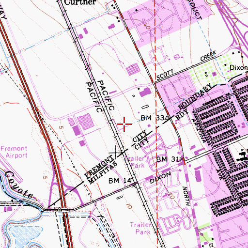 Topographic Map of Scott Ravine, CA