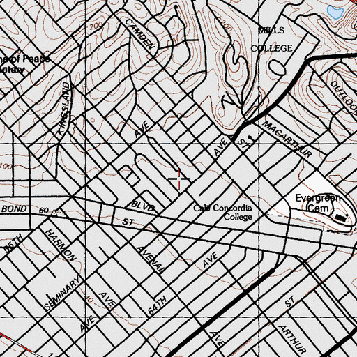 Topographic Map of Seminary Park, CA