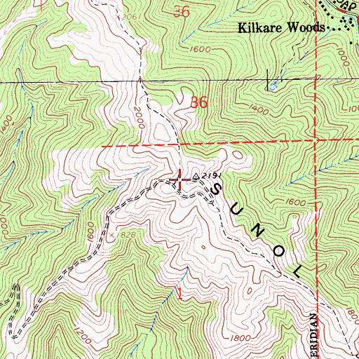 Topographic Map of Sunol Peak, CA