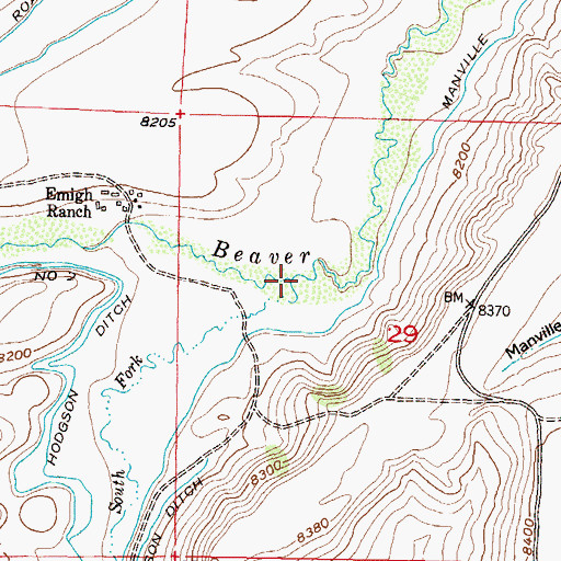 Topographic Map of South Fork Beaver Creek, CO