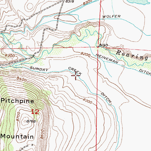 Topographic Map of Sunday Creek Ditch, CO