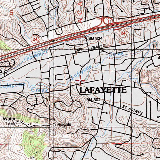 Topographic Map of Brook Street Park, CA