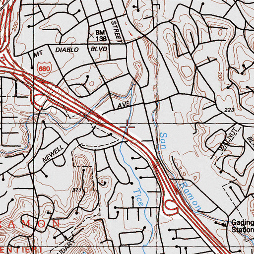 Topographic Map of Kaiser Permanente Hospital Walnut Creek, CA