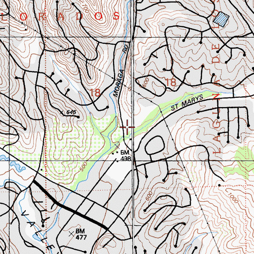 Topographic Map of Moraga Commons Park, CA