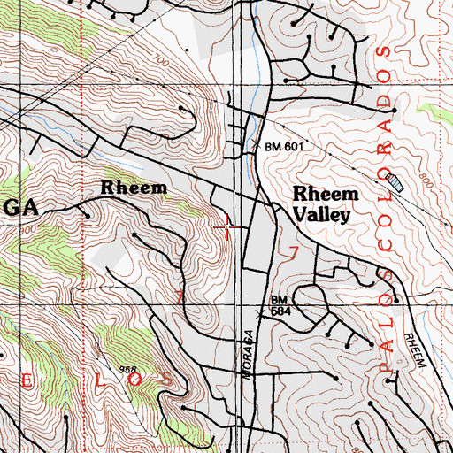 Topographic Map of Moraga Post Office, CA