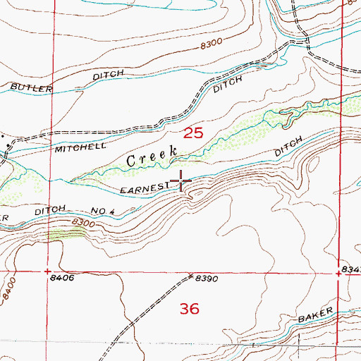 Topographic Map of Earnest Ditch, CO