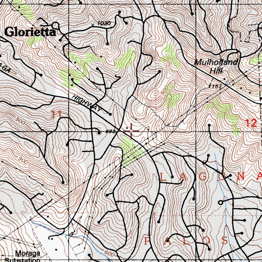 Topographic Map of Orinda Oaks Park, CA