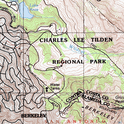 Topographic Map of Tilden Park Golf Course, CA