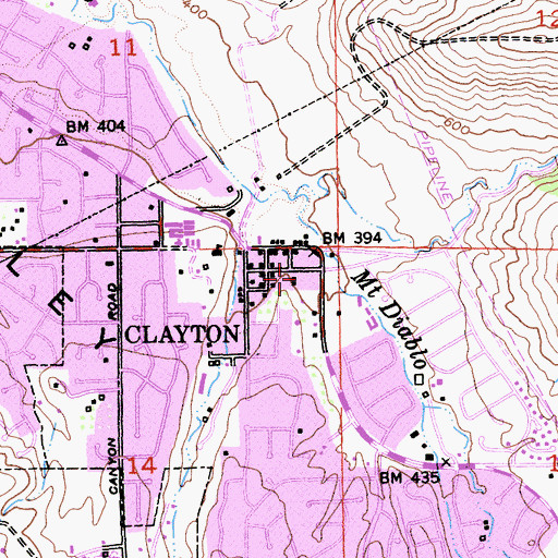 Topographic Map of Clayton Post Office, CA