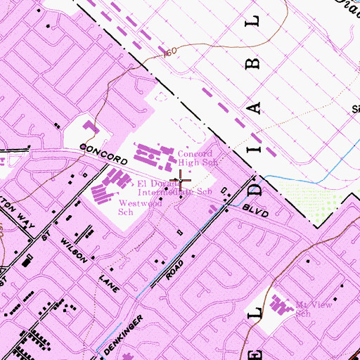 Topographic Map of Concord Boulevard Park, CA