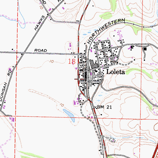 Topographic Map of Loleta Post Office, CA