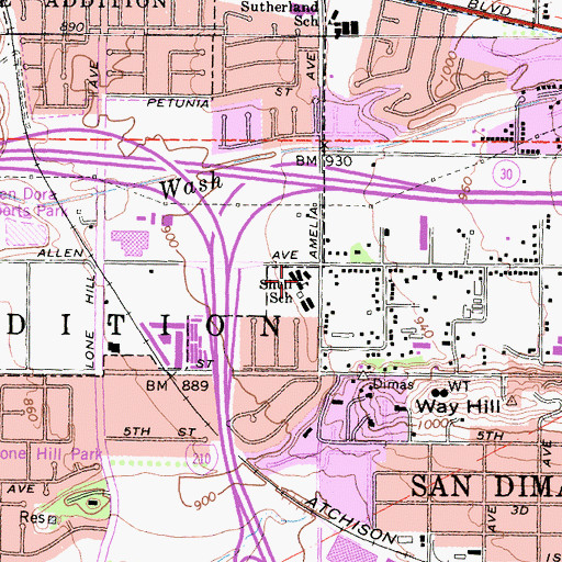 Topographic Map of Arma J Shull Elementary School, CA