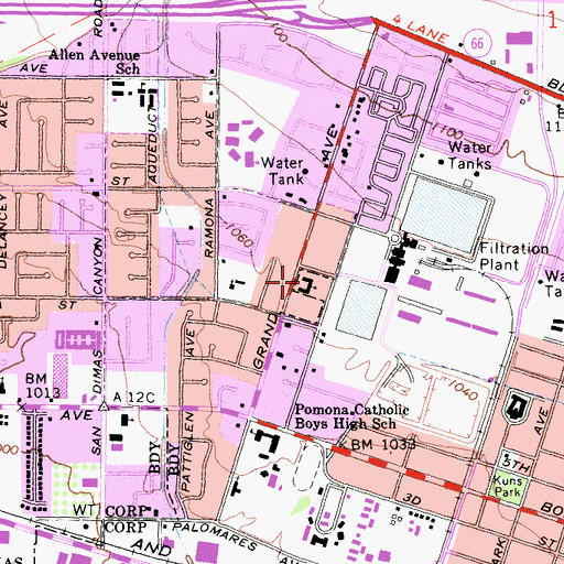 Topographic Map of Calvary Baptist School, CA