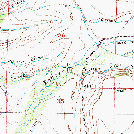 Topographic Map of Butler Creek, CO