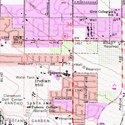 Topographic Map of Chaparral Park, CA