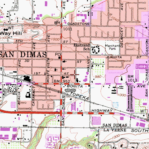 Topographic Map of Civic Center Park, CA