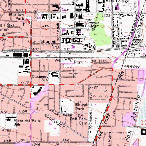 Topographic Map of College Park, CA