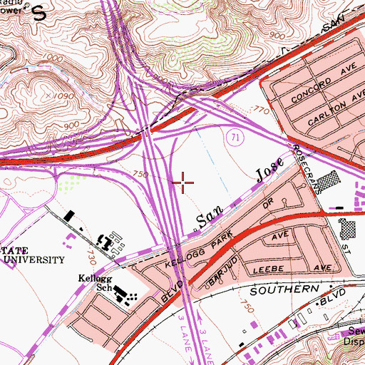 Topographic Map of DeVry University- Pomona Campus, CA