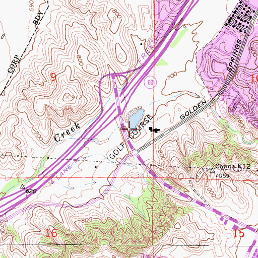 Topographic Map of Diamond Bar Golf Course, CA