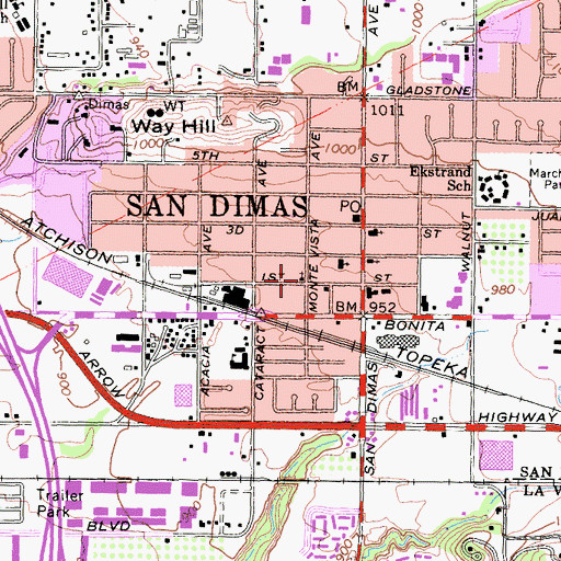 Topographic Map of Emmanuel Baptist Church, CA