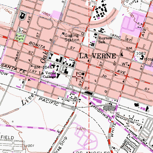 Topographic Map of First Foursquare Gospel Church of La Verne, CA