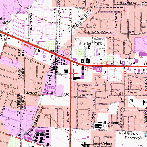 Topographic Map of Garey Shopping Center, CA