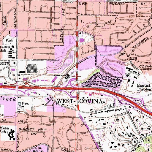 Topographic Map of Grand Creek Shopping Center, CA