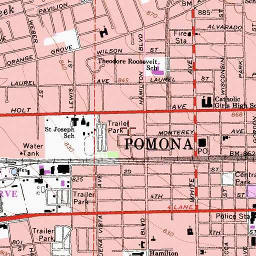 Topographic Map of Hamilton Park, CA