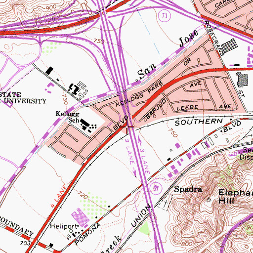 Topographic Map of Happy Town Park, CA