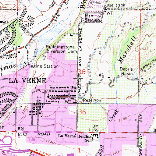 Topographic Map of Heritage Park, CA