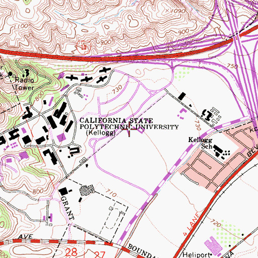 Topographic Map of Kellogg Arabian Horse Farm, CA