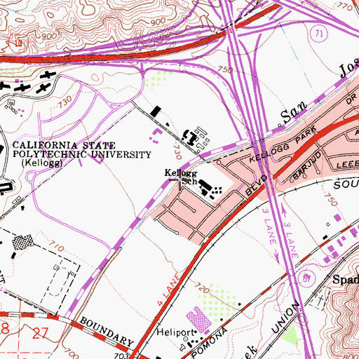 Topographic Map of Kellogg Park, CA
