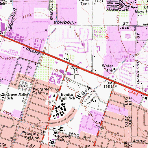 Topographic Map of La Verne Community Center, CA