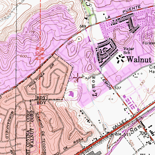 Topographic Map of Lemon Creek Bicentennial Park, CA